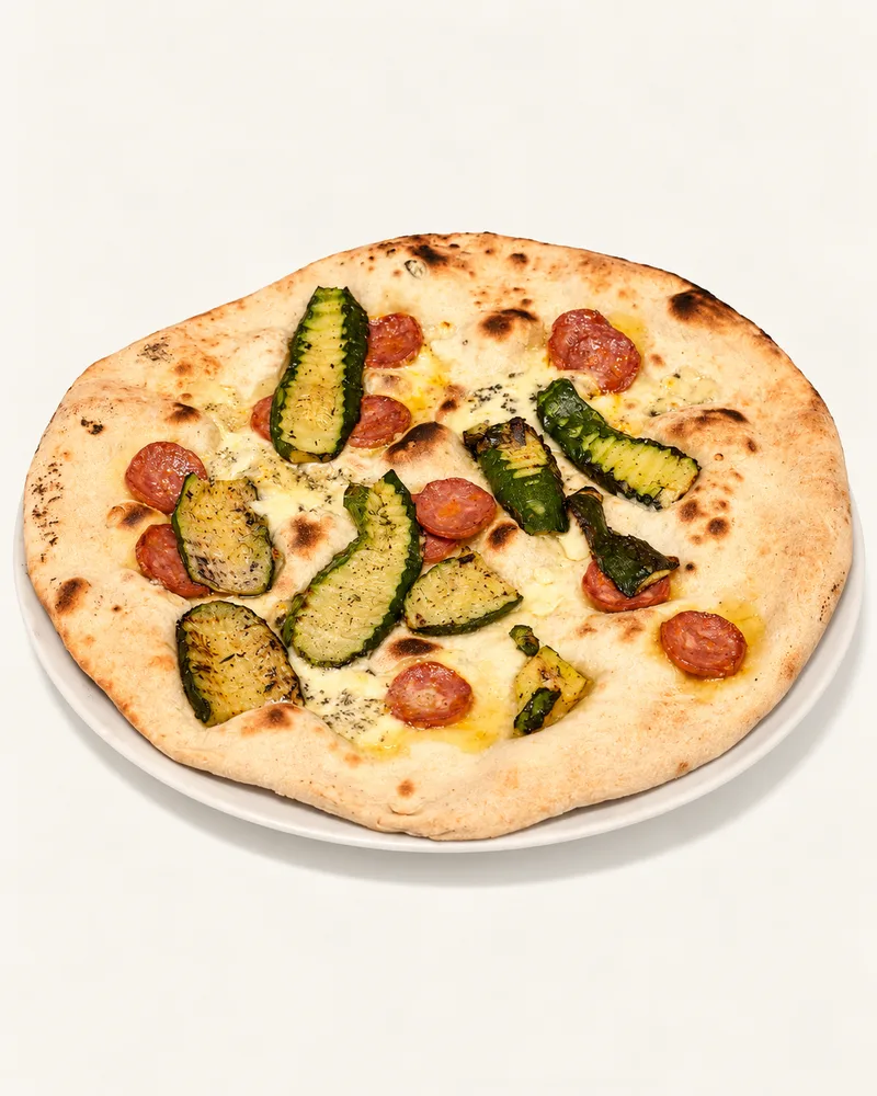 FOCACCIA GORGONZOLA, SALAMINO E ZUCCHINE