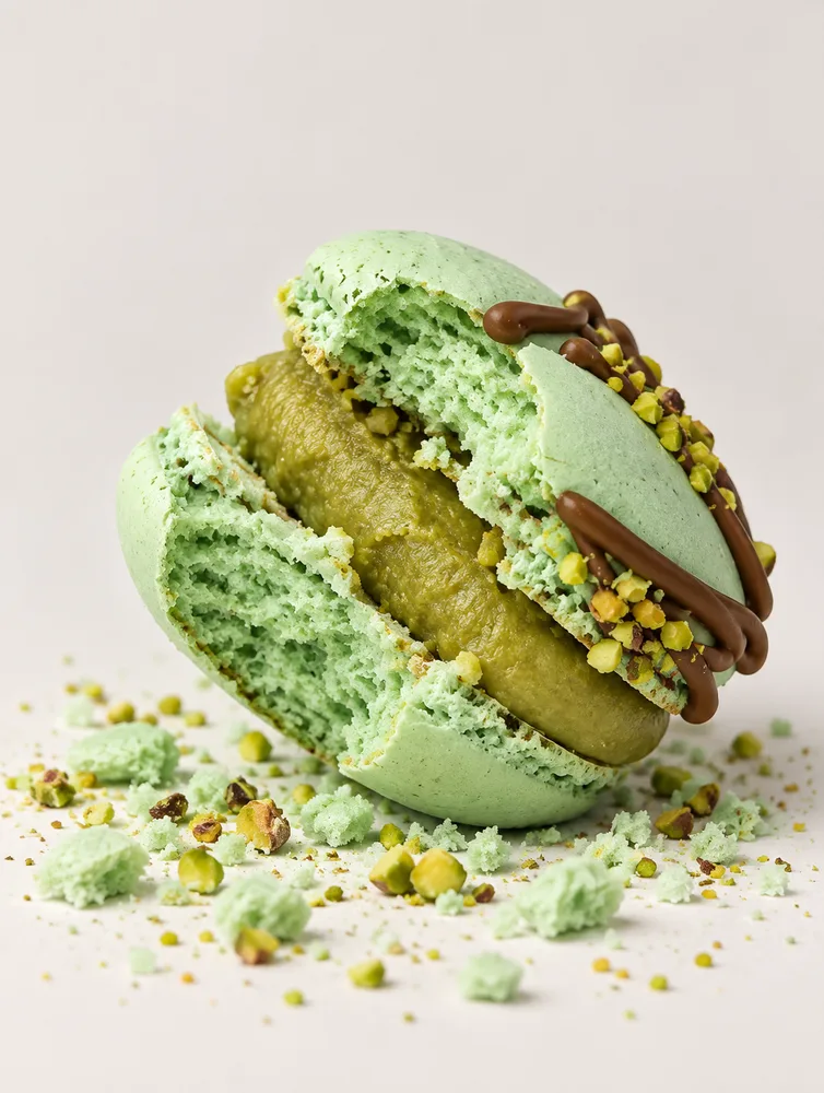 Pistachio-Raspberry Macarons