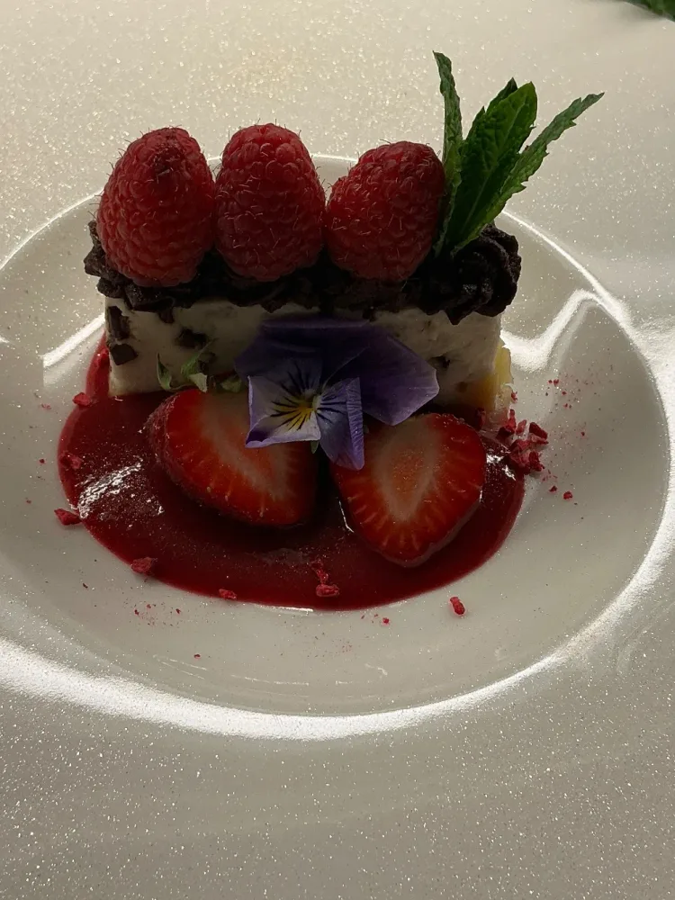 Raspberry Chocolate Chip Cheescake
